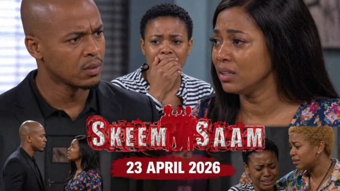 Skeem Saam Written Update 23 April 2026 shocking betrayal scene, Lehasa angry reaction, Khwezi emotional breakdown, dramatic soap episode highlight image