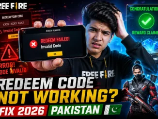Free Fire redeem code not working in Pakistan 2026 fix guide showing error message on mobile screen with frustrated player