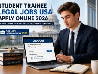 Student applying for Student Trainee Legal Jobs USA 2026 on USAJOBS website, representing paid federal legal internship opportunities for law students with no experience required